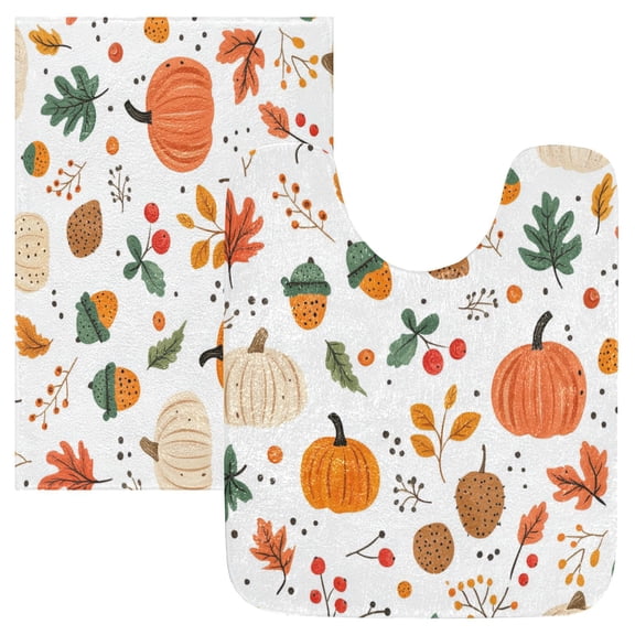 RMDQTR 2PCs Bathroom Rugs Set Plush Toilet Base Mat 16" × 24" Bath Mat and 20" × 24" U Shape Soft Rugs Non Slip Absorbent
