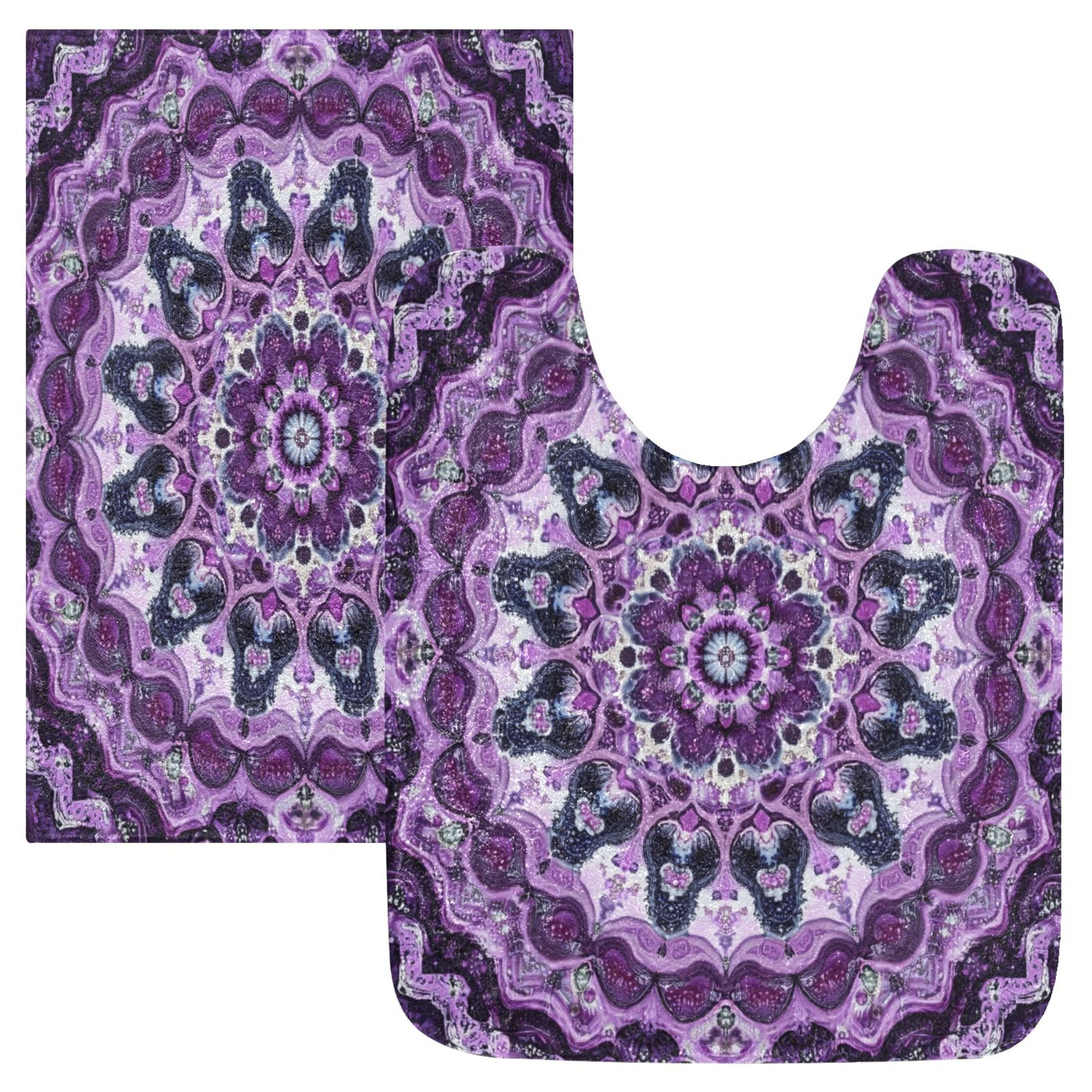 RMDQTR 2PCs Bathroom Rugs Set Plush Toilet Base Mat 16" × 24" Bath Mat and 20" × 24" U Shape Soft Rugs Non Slip Absorbent