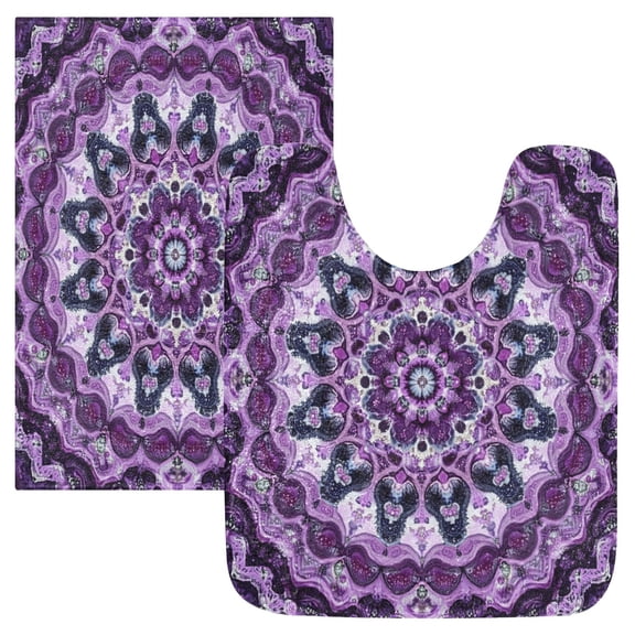 RMDQTR 2PCs Bathroom Rugs Set Plush Toilet Base Mat 16" × 24" Bath Mat and 20" × 24" U Shape Soft Rugs Non Slip Absorbent