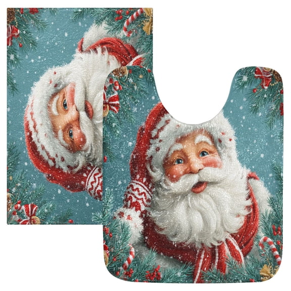 RMDQTR 2PCs Bathroom Rugs Set Plush Toilet Base Mat 16" × 24" Bath Mat and 20" × 24" U Shape Soft Rugs Non Slip Absorbent