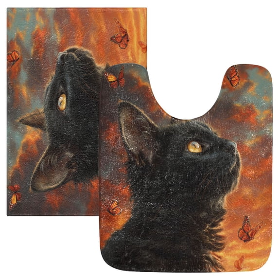 RMDQTR 2PCs Bathroom Rugs Set Plush Toilet Base Mat 16" × 24" Bath Mat and 20" × 24" U Shape Soft Rugs Non Slip Absorbent
