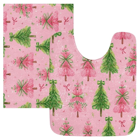 RMDQTR 2PCs Bathroom Rugs Set Plush Toilet Base Mat 16" × 24" Bath Mat and 20" × 24" U Shape Soft Rugs Non Slip Absorbent