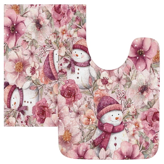 RMDQTR 2PCs Bathroom Rugs Set Plush Toilet Base Mat 16" × 24" Bath Mat and 20" × 24" U Shape Soft Rugs Non Slip Absorbent