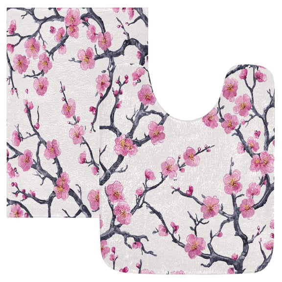 RMDQTR 2PCs Bathroom Rugs Set Plush Toilet Base Mat 16" × 24" Bath Mat and 20" × 24" U Shape Soft Rugs Non Slip Absorbent