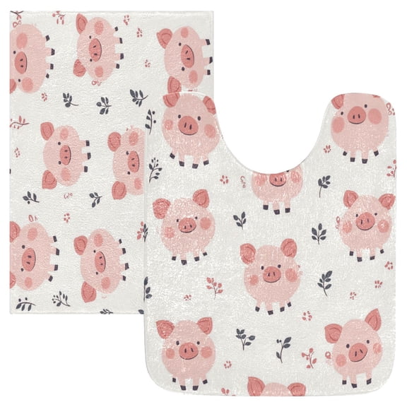 RMDQTR 2PCs Bathroom Rugs Set Plush Toilet Base Mat 16" × 24" Bath Mat and 20" × 24" U Shape Soft Rugs Non Slip Absorbent