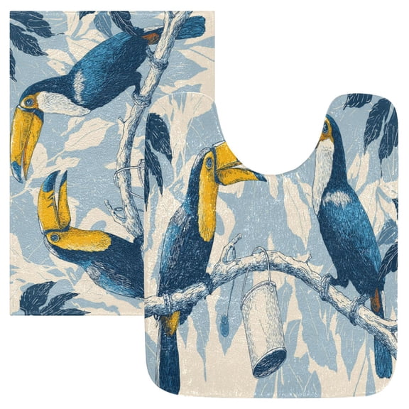RMDQTR 2PCs Bathroom Rugs Set Plush Toilet Base Mat 16" × 24" Bath Mat and 20" × 24" U Shape Soft Rugs Non Slip Absorbent