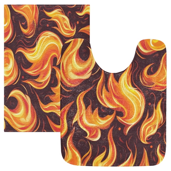 RMDQTR 2PCs Bathroom Rugs Set Plush Toilet Base Mat 16" × 24" Bath Mat and 20" × 24" U Shape Soft Rugs Non Slip Absorbent