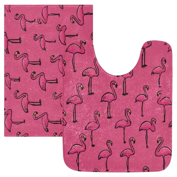 RMDQTR 2PCs Bathroom Rugs Set Plush Toilet Base Mat 16" × 24" Bath Mat and 20" × 24" U Shape Soft Rugs Non Slip Absorbent