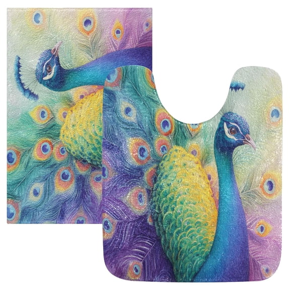 RMDQTR 2PCs Bathroom Rugs Set Plush Toilet Base Mat 16" Ć 24" Bath Mat and 20" Ć 24" U Shape Soft Rugs Non Slip Absorbent