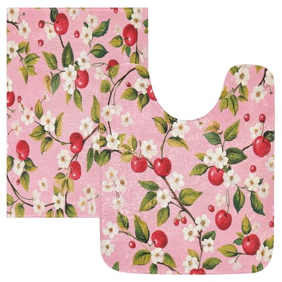 RMDQTR 2PCs Bathroom Rugs Set Plush Toilet Base Mat 16" × 24" Bath Mat and 20" × 24" U Shape Soft Rugs Non Slip Absorbent