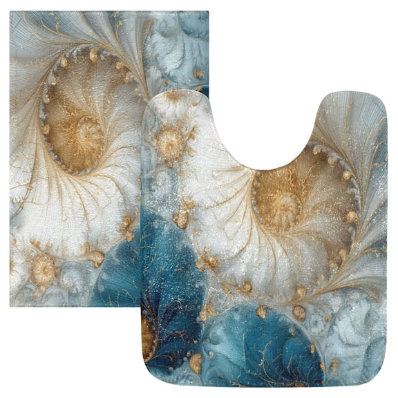 RMDQTR 2PCs Bathroom Rugs Set Plush Toilet Base Mat 16" × 24" Bath Mat and 20" × 24" U Shape Soft Rugs Non Slip Absorbent