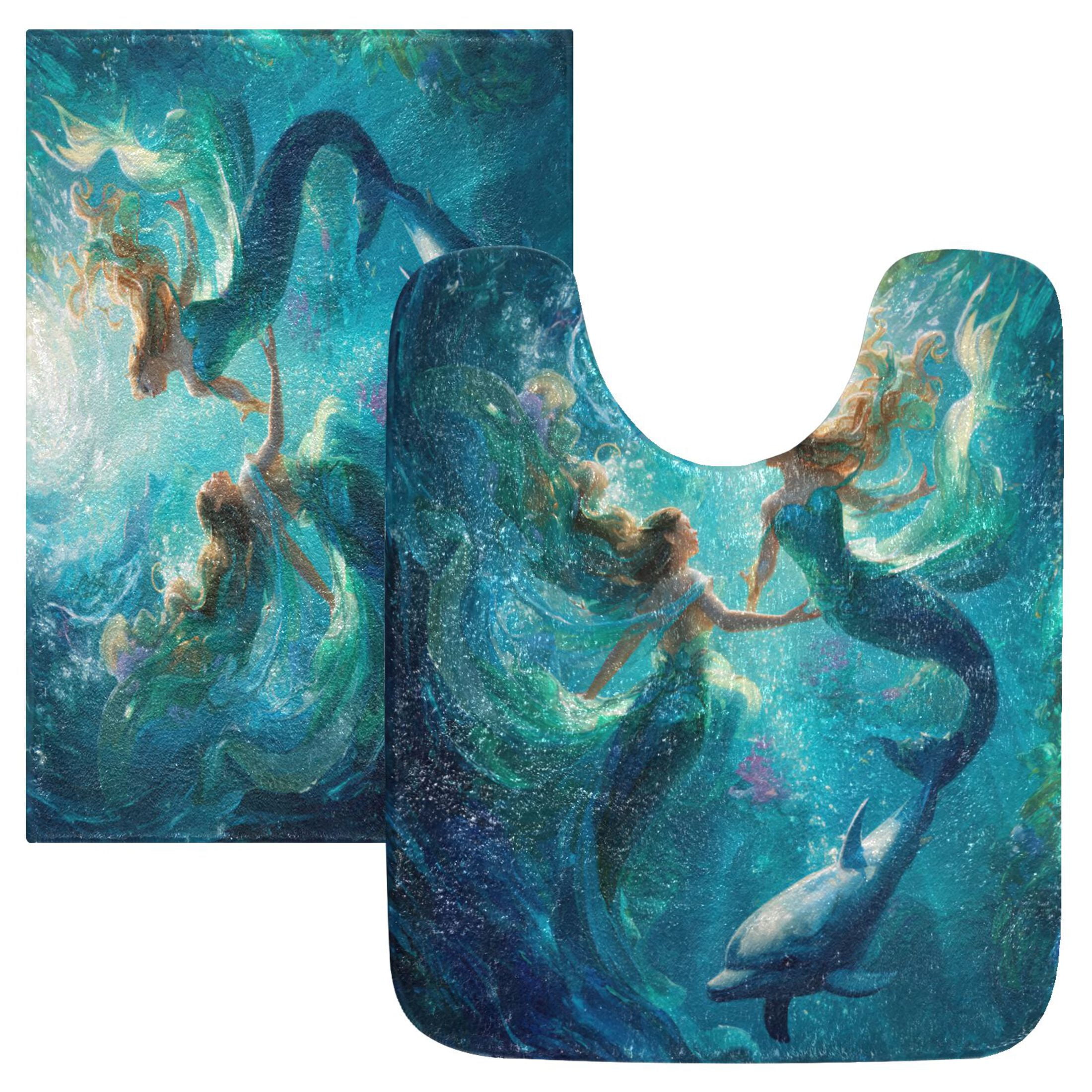 RMDQTR 2PCs Bathroom Rugs Set Plush Toilet Base Mat 16" × 24" Bath Mat and 20" × 24" U Shape Soft Rugs Non Slip Absorbent
