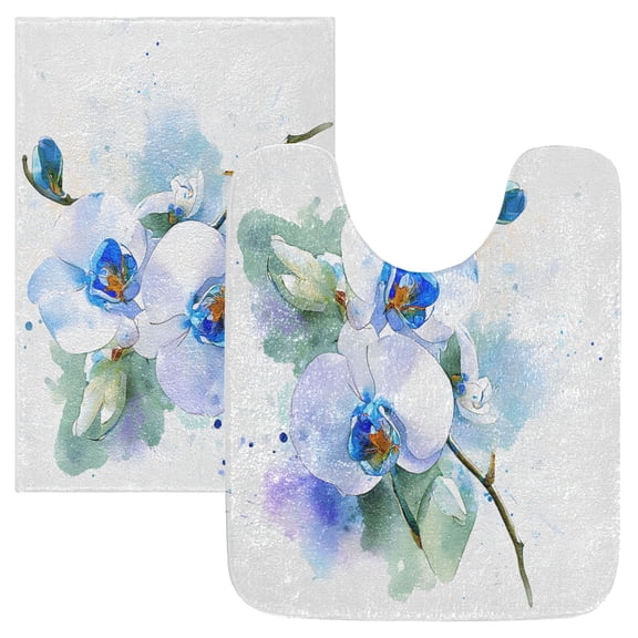 RMDQTR 2PCs Bathroom Rugs Set Plush Toilet Base Mat 16" × 24" Bath Mat and 20" × 24" U Shape Soft Rugs Non Slip Absorbent