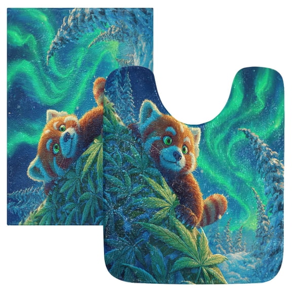 RMDQTR 2PCs Bathroom Rugs Set Plush Toilet Base Mat 16" × 24" Bath Mat and 20" × 24" U Shape Soft Rugs Non Slip Absorbent