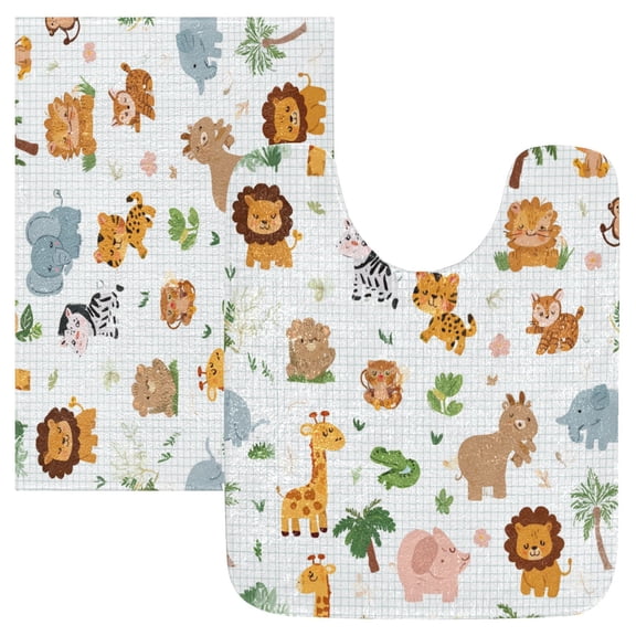 RMDQTR 2PCs Bathroom Rugs Set Plush Toilet Base Mat 16" × 24" Bath Mat and 20" × 24" U Shape Soft Rugs Non Slip Absorbent