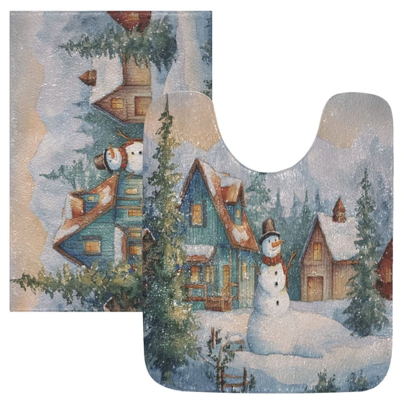 RMDQTR 2PCs Bathroom Rugs Set Plush Toilet Base Mat 16" × 24" Bath Mat and 20" × 24" U Shape Soft Rugs Non Slip Absorbent