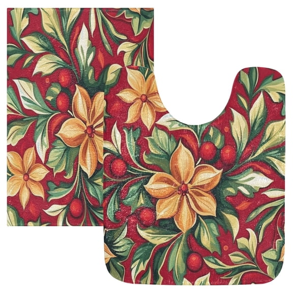 RMDQTR 2PCs Bathroom Rugs Set Plush Toilet Base Mat 16" × 24" Bath Mat and 20" × 24" U Shape Soft Rugs Non Slip Absorbent