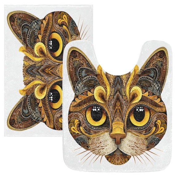 RMDQTR 2PCs Bathroom Rugs Set Plush Toilet Base Mat 16" × 24" Bath Mat and 20" × 24" U Shape Soft Rugs Non Slip Absorbent