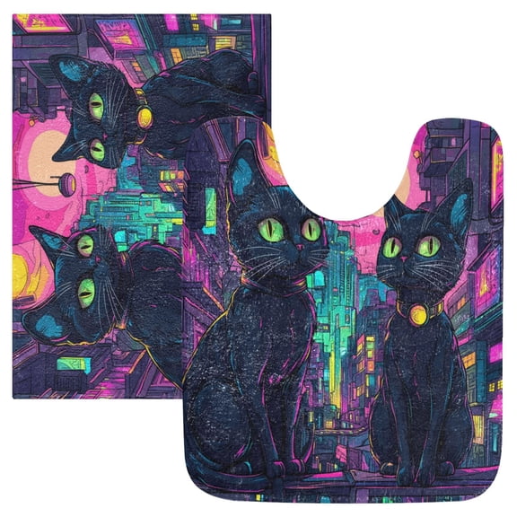 RMDQTR 2PCs Bathroom Rugs Set Plush Toilet Base Mat 16" × 24" Bath Mat and 20" × 24" U Shape Soft Rugs Non Slip Absorbent