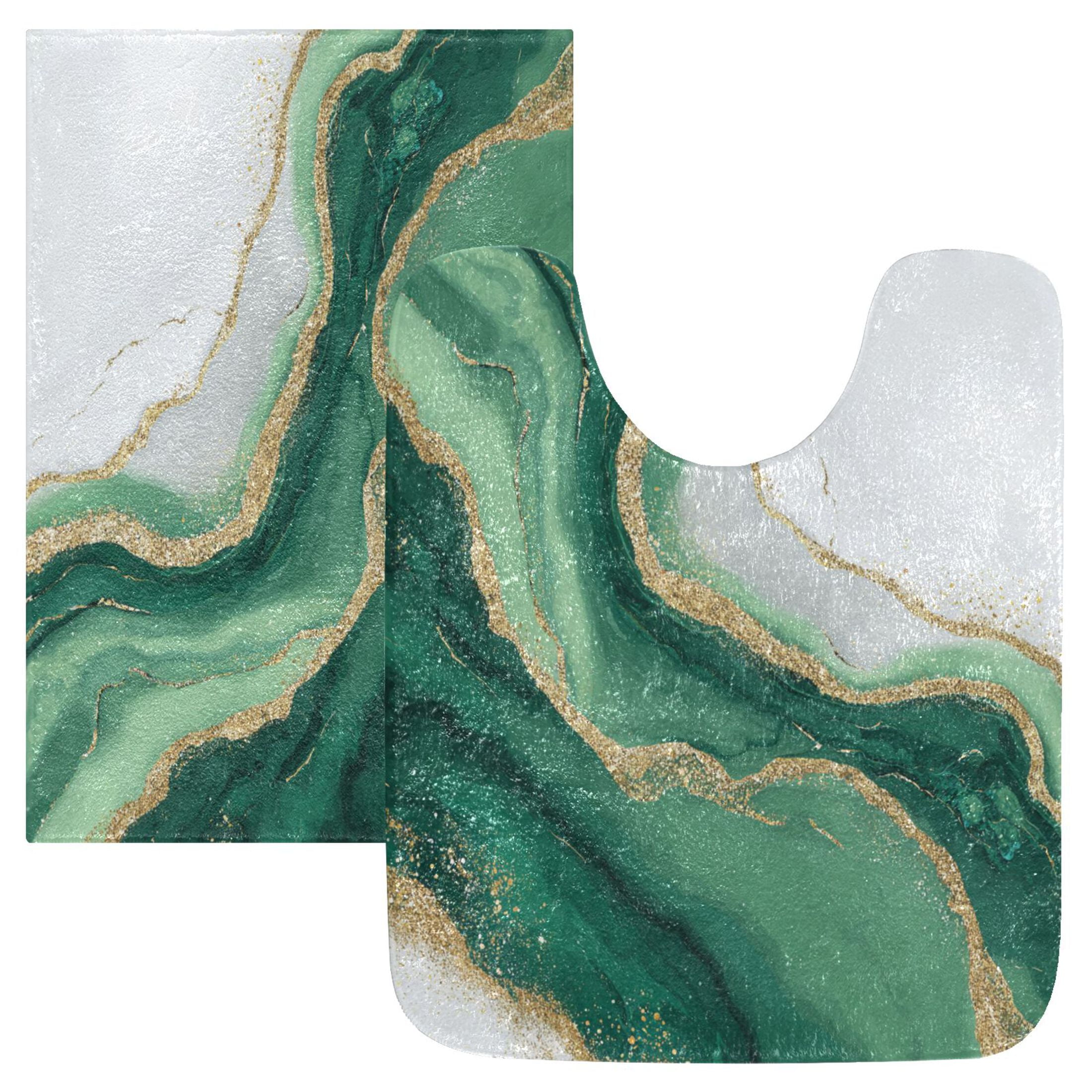 RMDQTR 2PCs Bathroom Rugs Set Plush Toilet Base Mat 16" × 24" Bath Mat and 20" × 24" U Shape Soft Rugs Non Slip Absorbent
