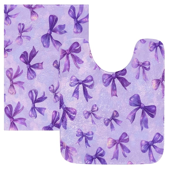 RMDQTR 2PCs Bathroom Rugs Set Plush Toilet Base Mat 16" × 24" Bath Mat and 20" × 24" U Shape Soft Rugs Non Slip Absorbent