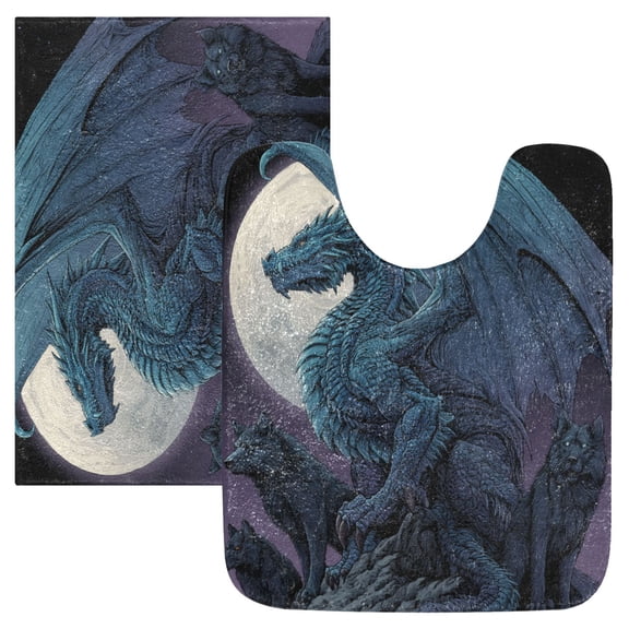 RMDQTR 2PCs Bathroom Rugs Set Plush Toilet Base Mat 16" × 24" Bath Mat and 20" × 24" U Shape Soft Rugs Non Slip Absorbent