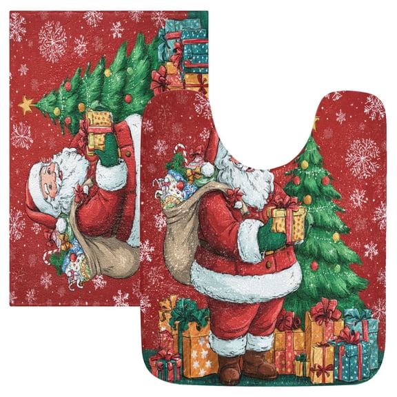 RMDQTR 2PCs Bathroom Rugs Set Plush Toilet Base Mat 16" × 24" Bath Mat and 20" × 24" U Shape Soft Rugs Non Slip Absorbent
