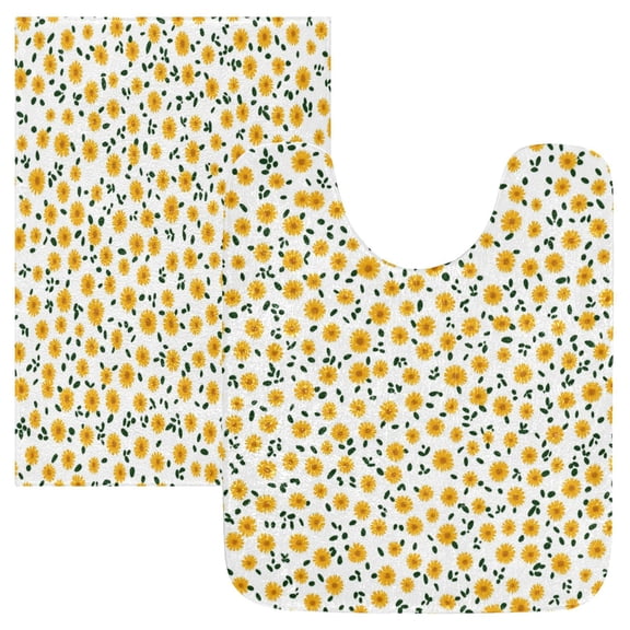RMDQTR 2PCs Bathroom Rugs Set Plush Toilet Base Mat 16" × 24" Bath Mat and 20" × 24" U Shape Soft Rugs Non Slip Absorbent