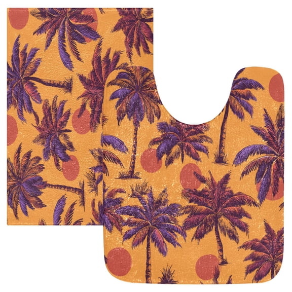 RMDQTR 2PCs Bathroom Rugs Set Plush Toilet Base Mat 16" × 24" Bath Mat and 20" × 24" U Shape Soft Rugs Non Slip Absorbent