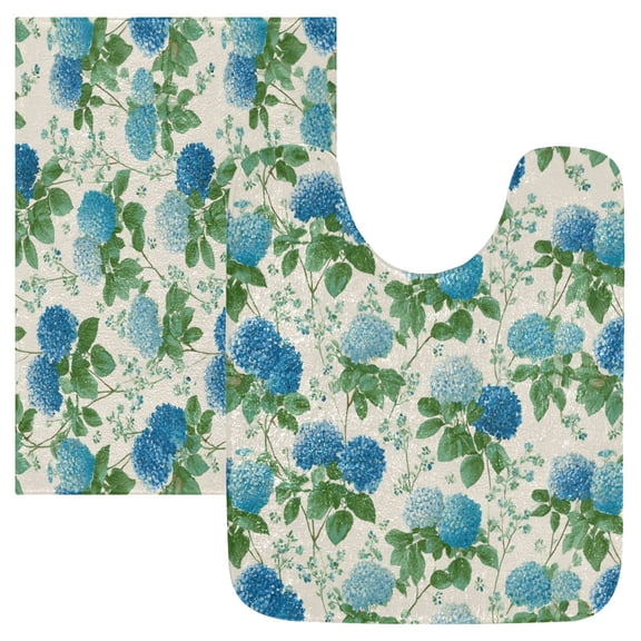 RMDQTR 2PCs Bathroom Rugs Set Plush Toilet Base Mat 16" × 24" Bath Mat and 20" × 24" U Shape Soft Rugs Non Slip Absorbent