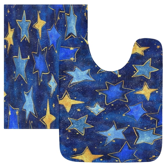 RMDQTR 2PCs Bathroom Rugs Set Plush Toilet Base Mat 16" × 24" Bath Mat and 20" × 24" U Shape Soft Rugs Non Slip Absorbent