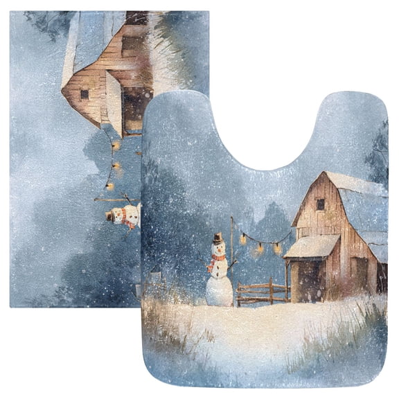 RMDQTR 2PCs Bathroom Rugs Set Plush Toilet Base Mat 16" × 24" Bath Mat and 20" × 24" U Shape Soft Rugs Non Slip Absorbent