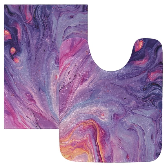 RMDQTR 2PCs Bathroom Rugs Set Plush Toilet Base Mat 16" × 24" Bath Mat and 20" × 24" U Shape Soft Rugs Non Slip Absorbent