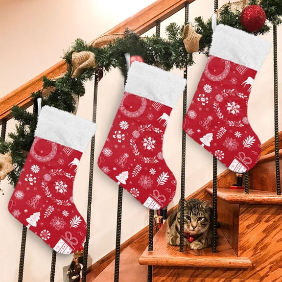 RMDQTR 2Pack Christmas Stockings for Xmas Gifts - Large Size Festive Holiday Decor for Family Christmas-themed Pictorial Pattern