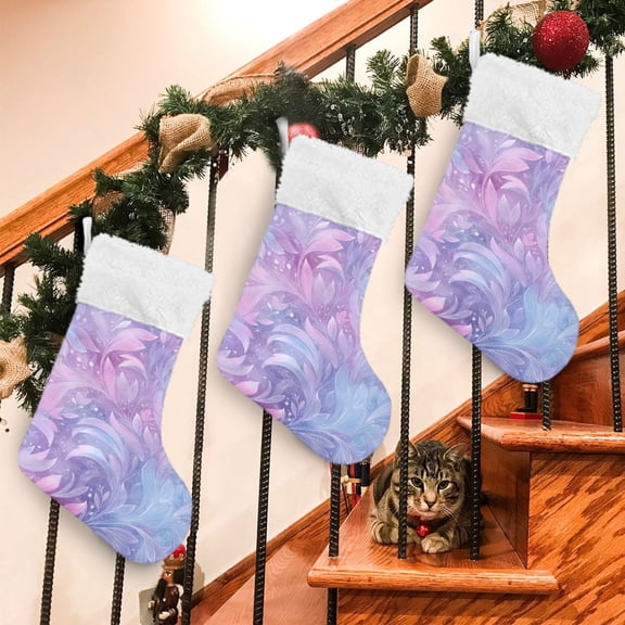 RMDQTR 2Pack Christmas Stockings for Xmas Gifts - Large Size Festive Holiday Decor for Family Ethereal Starry Leaves