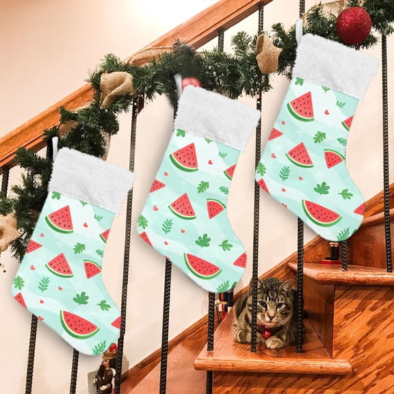 RMDQTR 2Pack Christmas Stockings for Xmas Gifts - Large Size Festive Holiday Decor for Family Watermelon Slice Pattern
