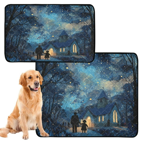 RMDQTR 2Pack Set of Medium and Large Pet Potty Pads Reusable Ultra-Absorbent Pet Training Pads Leak-Proof Pet Pads Church in The Woods
