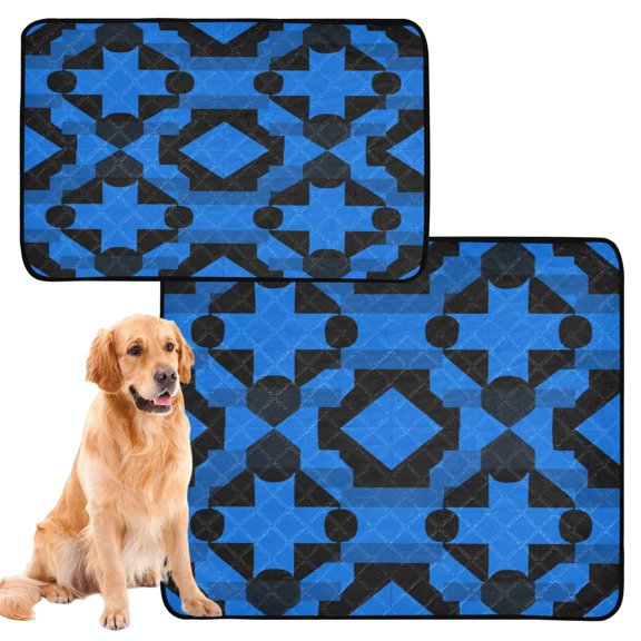 RMDQTR 2Pack Set of Medium and Large Pet Potty Pads Reusable Ultra-Absorbent Pet Training Pads Leak-Proof Pet Pads Dark Blue Black Plaid