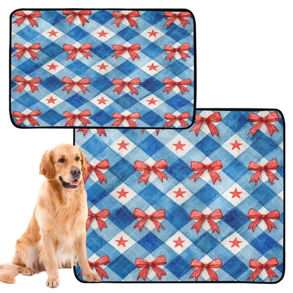 RMDQTR 2Pack Set of Medium and Large Pet Potty Pads Reusable Ultra-Absorbent Pet Training Pads Leak-Proof Pet Pads Vibrant Red Bows Pattern