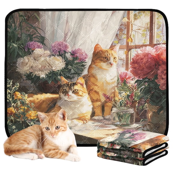 RMDQTR 3Pack Set of Small Pet Potty Pads Reusable Ultra-Absorbent Pet Training Pads Leak-Proof Pet Pads A Couple Of Cats