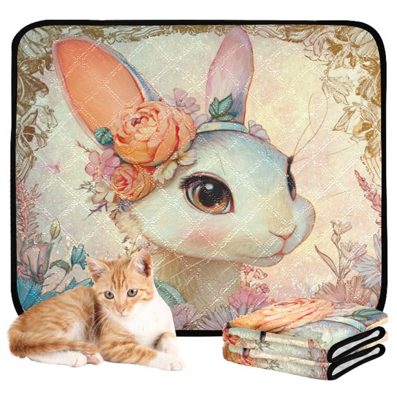 RMDQTR 3Pack Set of Small Pet Potty Pads Reusable Ultra-Absorbent Pet Training Pads Leak-Proof Pet Pads Beautiful Bunny