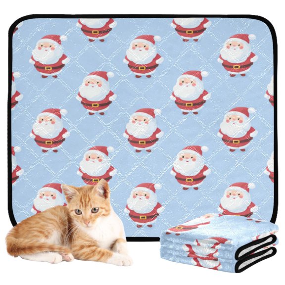 RMDQTR 3Pack Set of Small Pet Potty Pads Reusable Ultra-Absorbent Pet Training Pads Leak-Proof Pet Pads Cartoon Santa Claus Tile Pattern