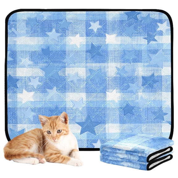 RMDQTR 3Pack Set of Small Pet Potty Pads Reusable Ultra-Absorbent Pet Training Pads Leak-Proof Pet Pads Gentle Blue Stars