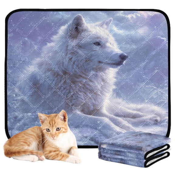 RMDQTR 3Pack Set of Small Pet Potty Pads Reusable Ultra-Absorbent Pet Training Pads Leak-Proof Pet Pads Handsome White Wolf