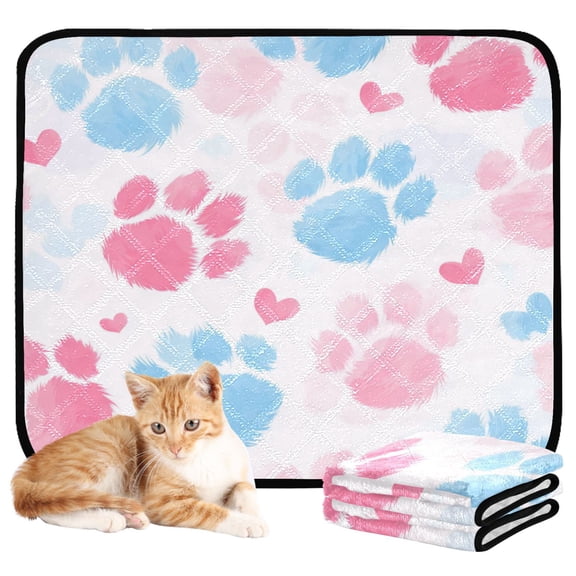 RMDQTR 3Pack Set of Small Pet Potty Pads Reusable Ultra-Absorbent Pet Training Pads Leak-Proof Pet Pads Plush Dog Paw Print Pattern
