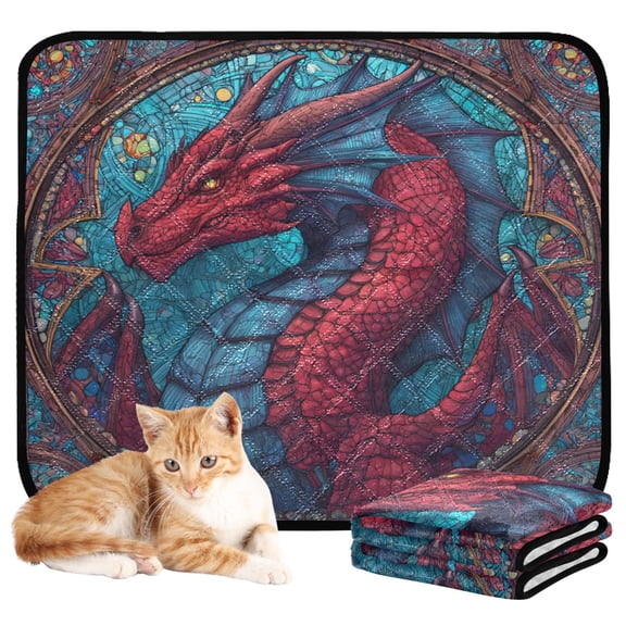 RMDQTR 3Pack Set of Small Pet Potty Pads Reusable Ultra-Absorbent Pet Training Pads Leak-Proof Pet Pads Red Magical Dragon King