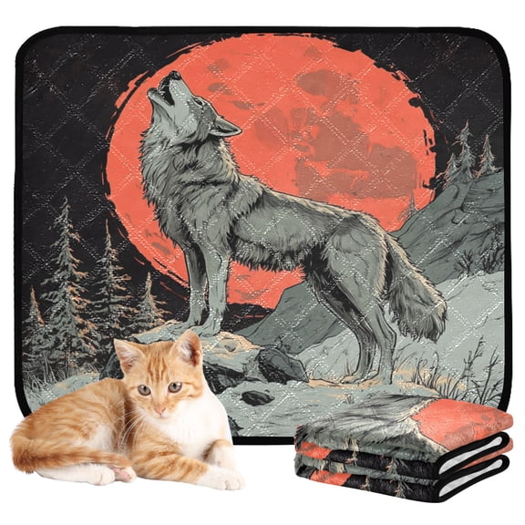 RMDQTR 3Pack Set of Small Pet Potty Pads Reusable Ultra-Absorbent Pet Training Pads Leak-Proof Pet Pads Snarling Wolf