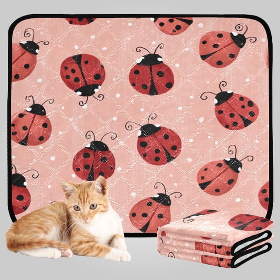 RMDQTR 3Pack Set of Small Pet Potty Pads Reusable Ultra-Absorbent Pet Training Pads Leak-Proof Pet Pads Sweet Ladybug Print