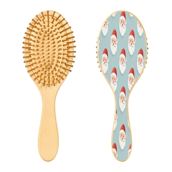 RMDQTR 9.25X3.15Round Wooden Rubber Hair Brushes Massage Comb Suitable for all Hair Types Smooth-gliding Comb Cartoon-style Santa Claus Faces