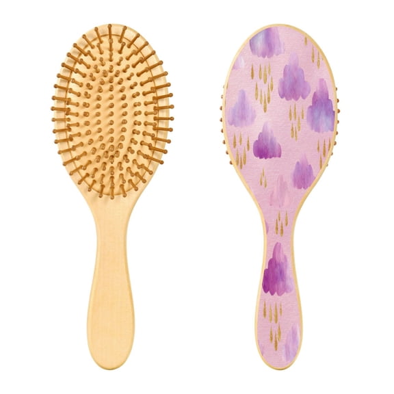 RMDQTR 9.25X3.15Round Wooden Rubber Hair Brushes Massage Comb Suitable for all Hair Types Smooth-gliding Comb Clouds and Raindrops